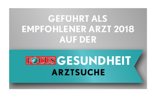 Geführt als Empfohlener Arzt 2018 bei der FOCUS Gesundheits Arzt-Suche